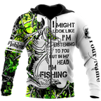 Custom name In my head I'm fishing Bass fishing Tattoo 3D print shirts