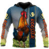 Rooster 3D All Over Printed Unisex Deluxe Hoodie ML