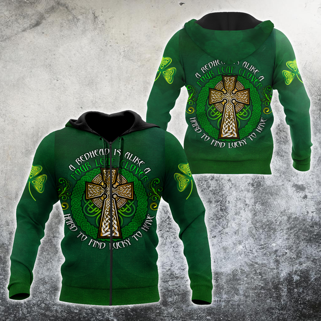 Premium Unisex Hoodie Irish St.Patrick  Celtic Cross And Shamrock  ML