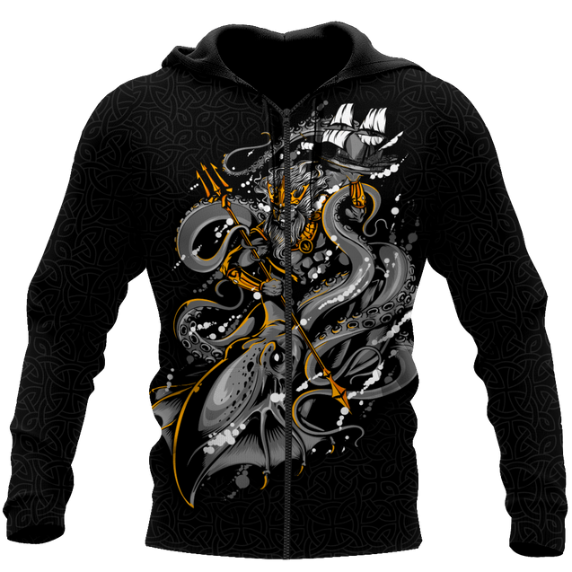 Premium Unisex Hoodie Kraken Octopus And Poseidon ML