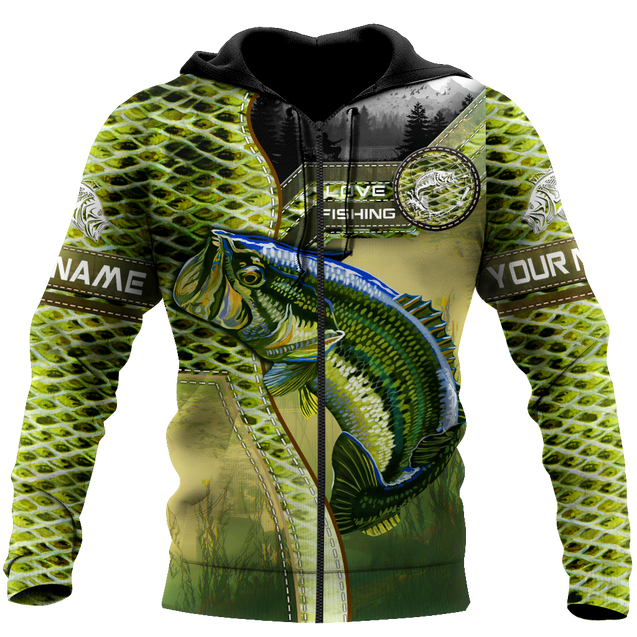 Custom name Bass Master Fishing camo 3D print shirts