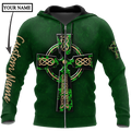 Irish St.Patrick cross 3d hoodie shirt for men and women custom name