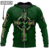 Irish St.Patrick cross 3d hoodie shirt for men and women custom name