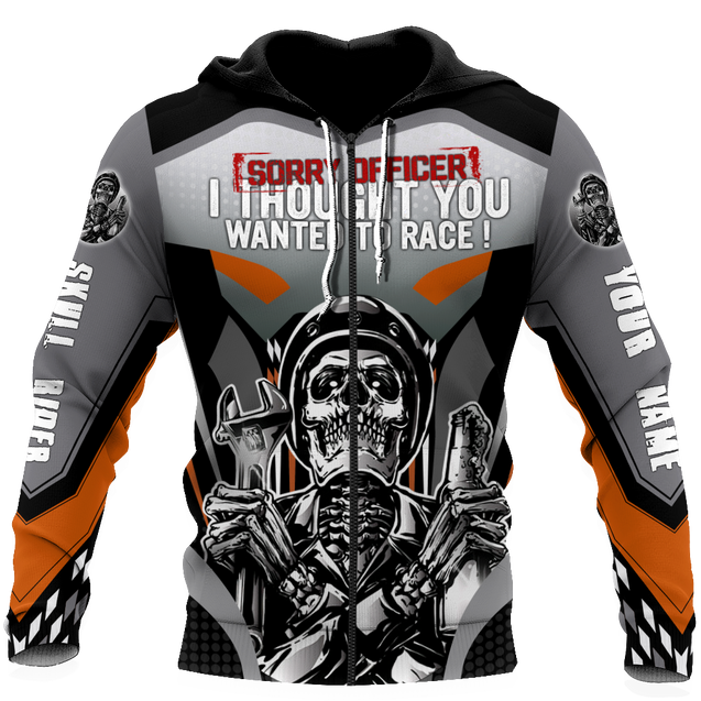 Customize Name Motorcycle Racing 3D All Over Printed Unisex Shirts Skull Rider