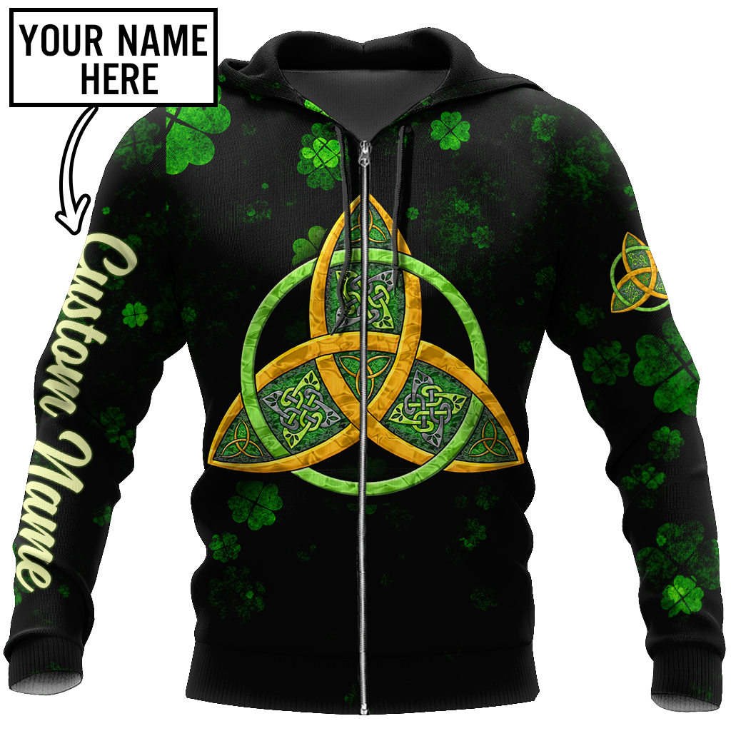 Irish St.Patrick day Celtic 3d hoodie shirt for men and women custom name