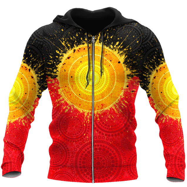 Aboriginal Flag Indigenous Sun Painting Art 3D design Polo shirts