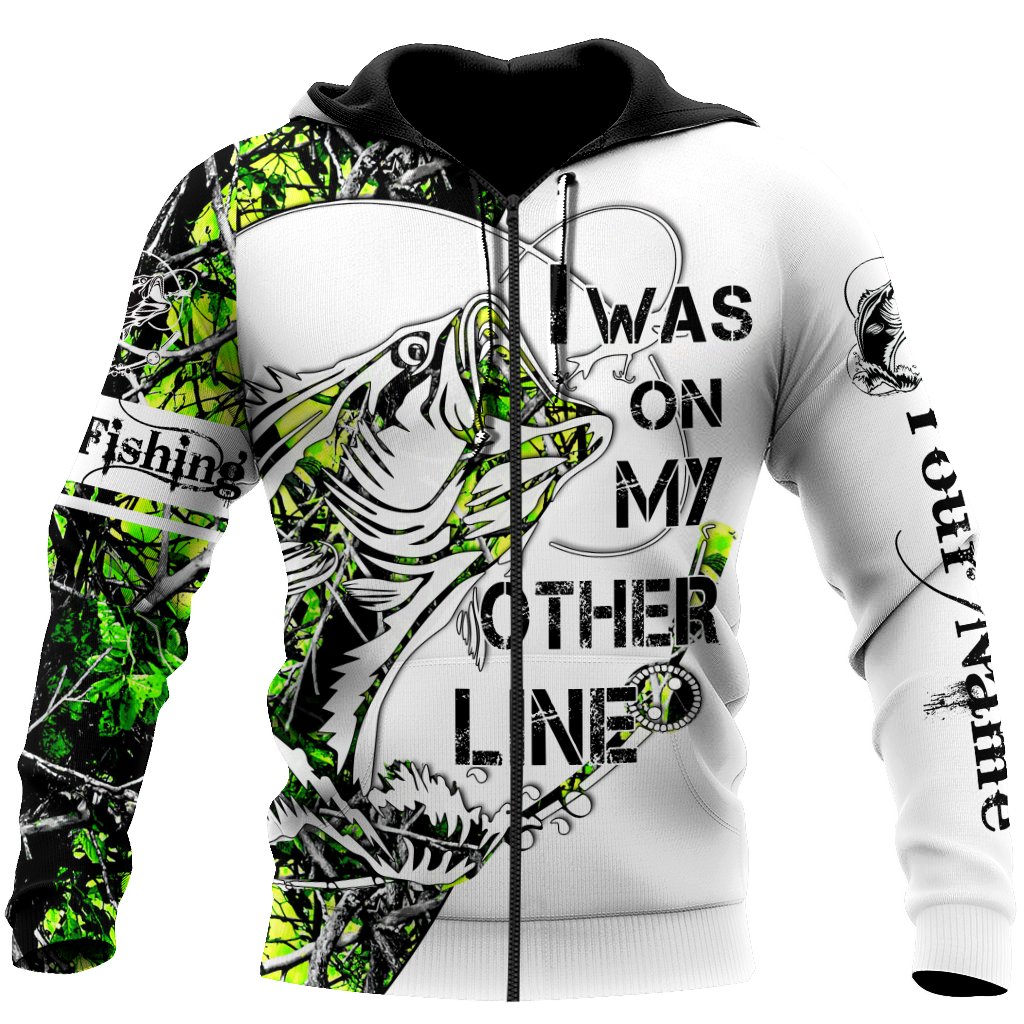 Custom name On my other line Bass fishing Tattoo 3D print shirts