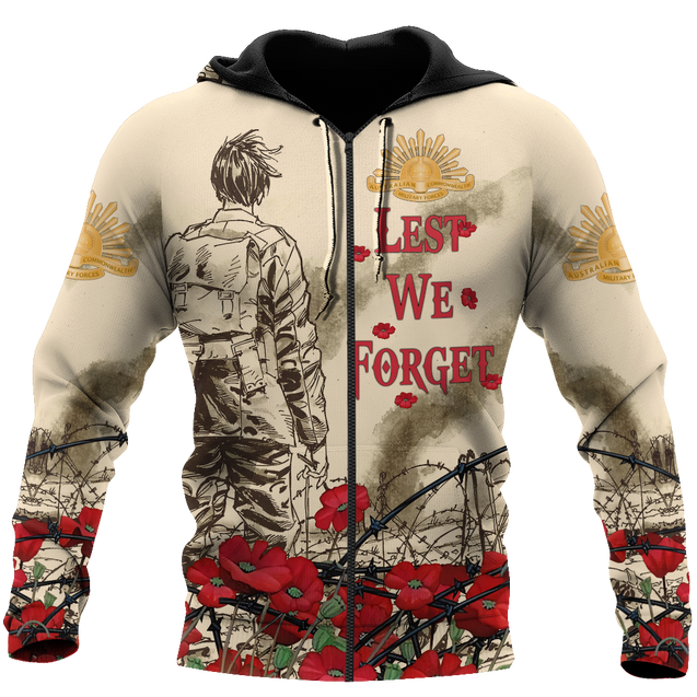 Premium Unisex Hoodie Poppy Flower Lest We Forget Anzac Day ML