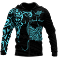 Amazing Polynesian Blue Ray Tattoo Personalized Unisex Deluxe Hoodie ML