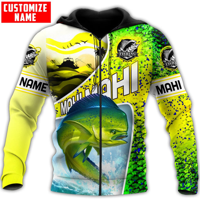 Custom name Mahi-mahi fishing scales design 3d print shirts