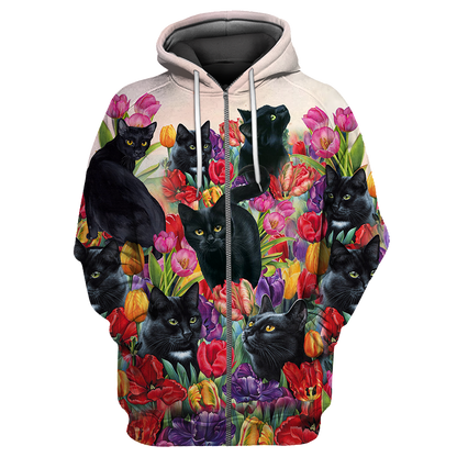 Flower Black Cats Shirts For Men And Women NTN19022104