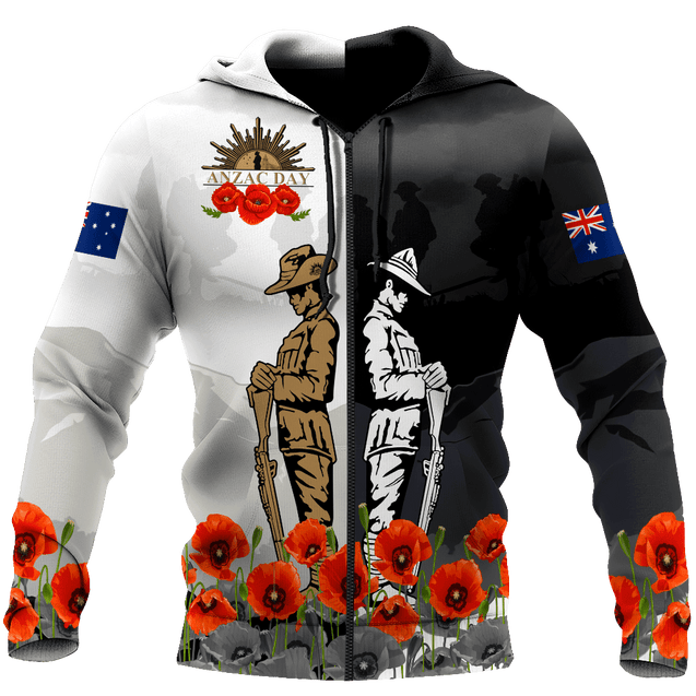 Rememberance Anzac Day Poppy Flower Premium Unisex Hoodie ML