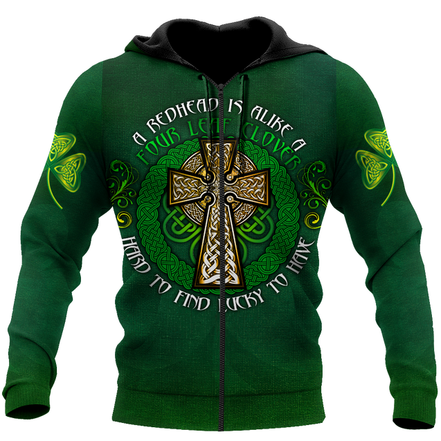 Premium Unisex Hoodie Irish St.Patrick  Celtic Cross And Shamrock  ML