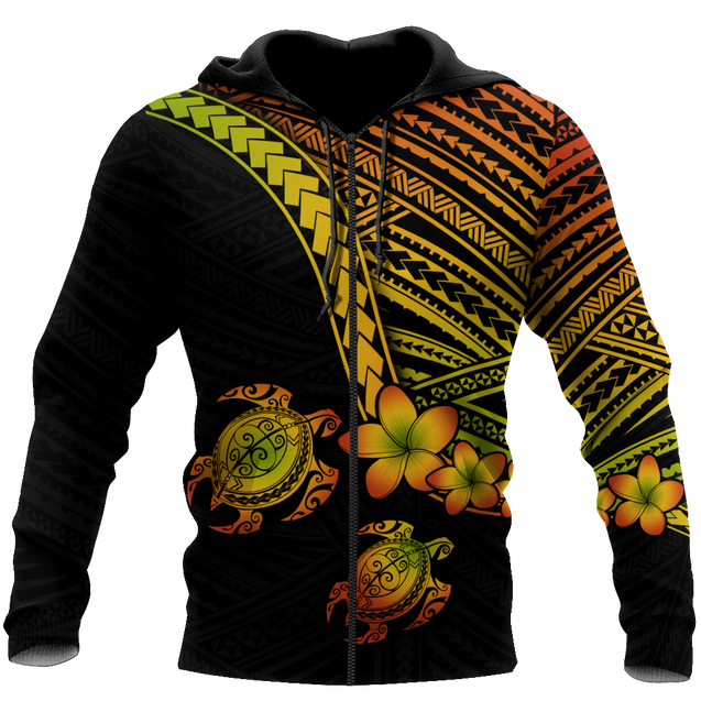 Polynesian Habiscus Turtle Hawaii 3D Unisex Hoodie