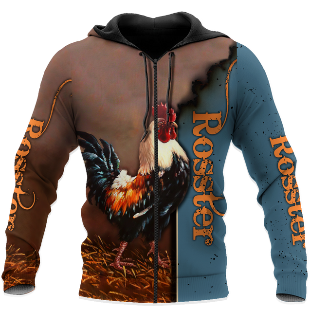 Rooster 3D All Over Printed Unisex Deluxe Hoodie ML