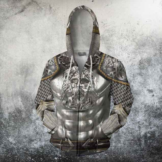 3D All Over Printed Knight Medieval Armor-Apparel-HP Arts-ZIPPED HOODIE-S-Vibe Cosy™