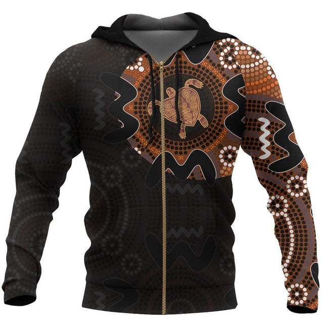 Australia In My Heart Aboriginal Tattoo Turtle-Apparel-HD09-Zip -Up Hoodie-S-Vibe Cosy™