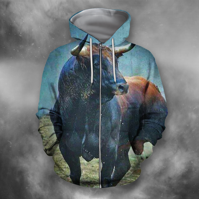 3D All Over Print Bull Art 9-Apparel-PHLong-Zip-S-Vibe Cosy™