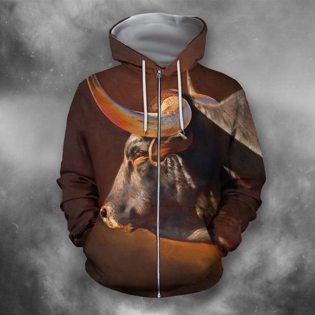 3D All Over Print Bull Art 8-Apparel-PHLong-Zip-S-Vibe Cosy™