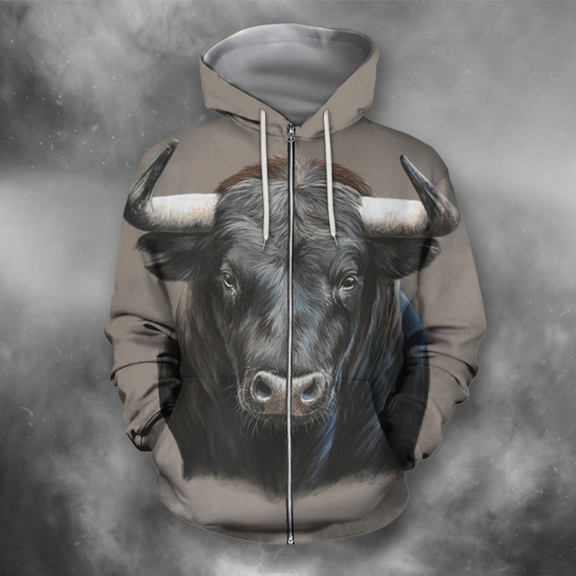 3D All Over Print Bull Art 1-Apparel-PHLong-Zip-S-Vibe Cosy™