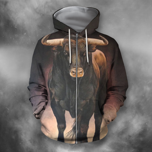 3D All Over Print Bull Art 6-Apparel-PHLong-Zip-S-Vibe Cosy™