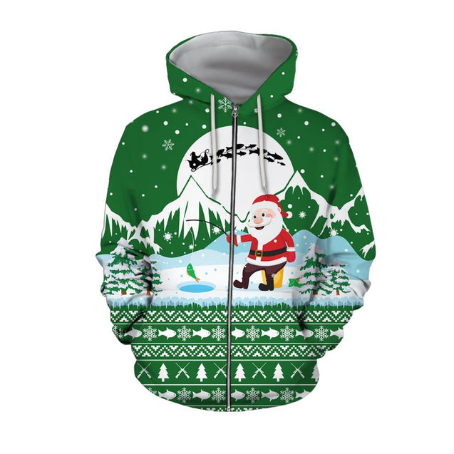 Santa Claus Goes Fishing For Xmas - Green version TR8602 - Amaze Style™-Apparel