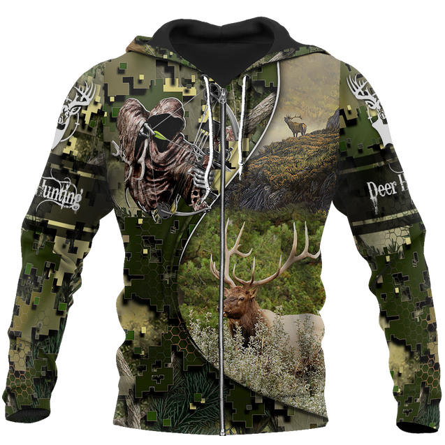 Dear hunting camo 3D all over printed shirts for men and women JJ261201 PL-Apparel-PL8386-zip-up hoodie-S-Vibe Cosy™