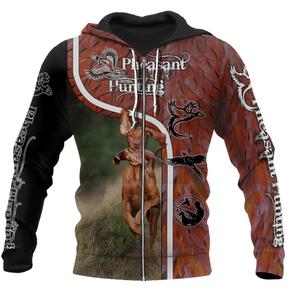 Pheasant Vizsla Hunting 3D All Over Printed Shirts For Men And Women JJ110202-Apparel-MP-Zipped Hoodie-S-Vibe Cosy™