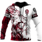Custom Name The Red Alpha King Lion Tattoo 3D All Over Printed Unisex Shirt