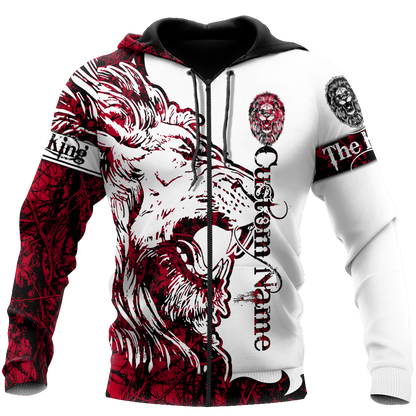 Custom Name The Red Alpha King Lion Tattoo 3D All Over Printed Unisex Shirt