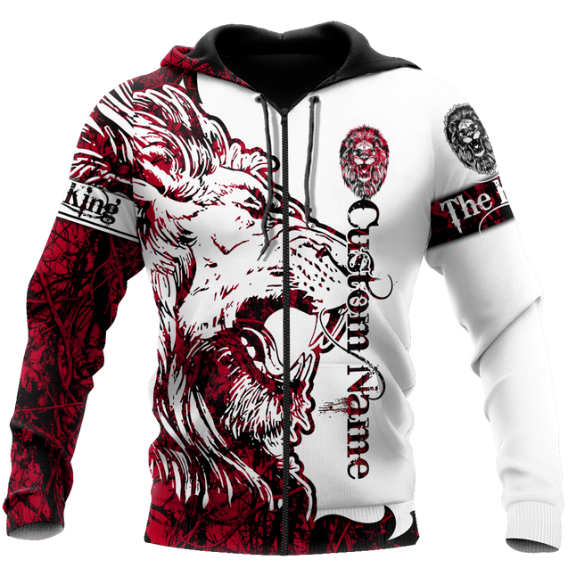 Custom Name The Red Alpha King Lion Tattoo 3D All Over Printed Unisex Shirt