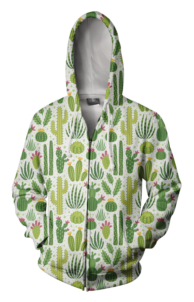 3D All Over Printing Green Cacti And Flower Hoodie-Apparel-NTH-Zip-S-Vibe Cosy™