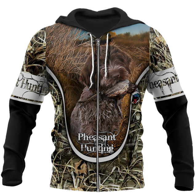 Pheasant Hunting Wirehaired Pointing Griffon 3D All Over Printed Shirts For Men And Women JJ150105-Apparel-MP-Zipped Hoodie-S-Vibe Cosy™