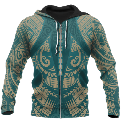 New Zealand Maori Hoodie, Hei Matau Tattoo Pullover Hoodie PL JJ150103-Apparel-PL8386-Zipped Hoodie-S-Vibe Cosy™