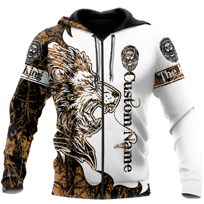 Custom Name The King Lion Tattoo Over Printed Hoodie