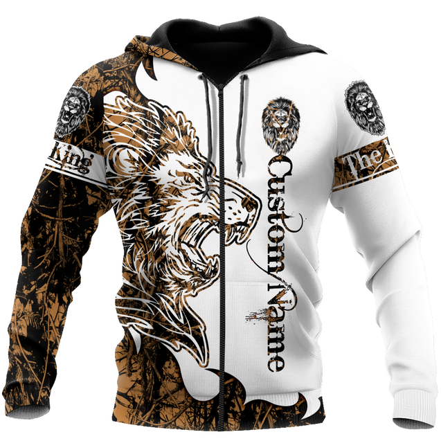 Custom Name The King Lion Tattoo Over Printed Hoodie