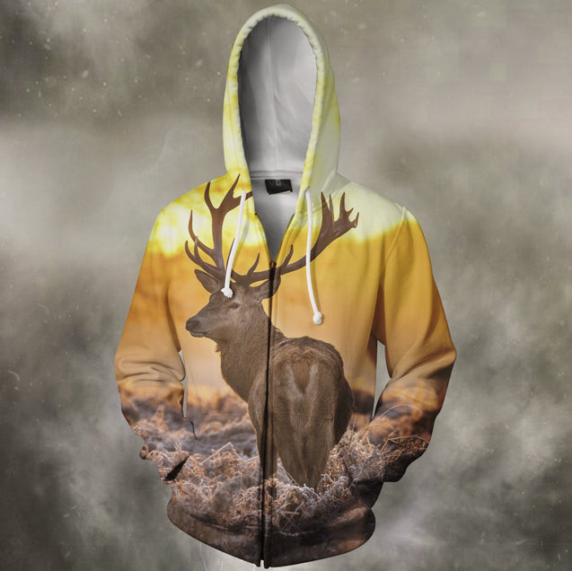 3D All Over Print Twilight And Deer Hoodie-Apparel-Phaethon-Zip-S-Vibe Cosy™