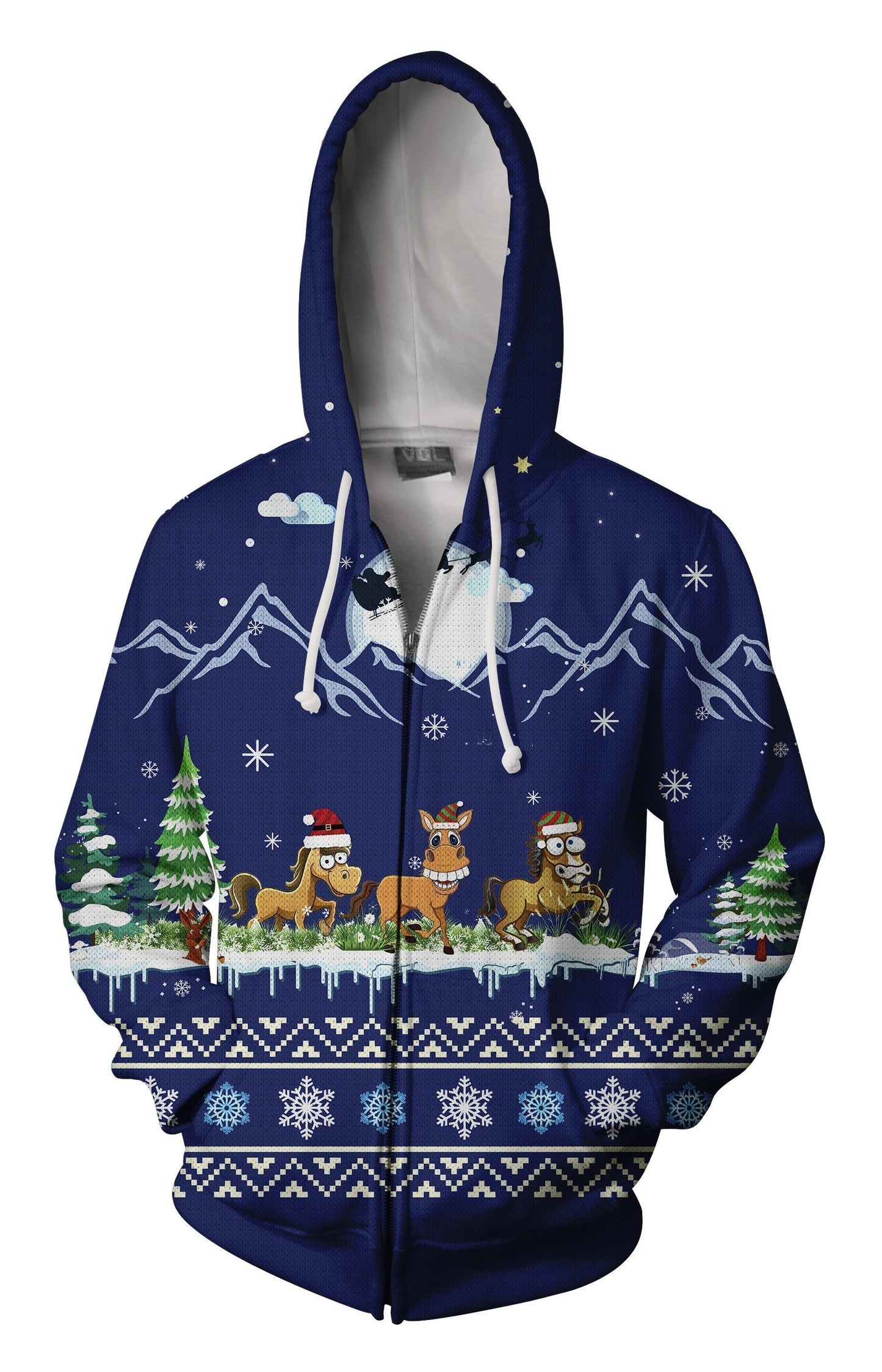 All Over Print Horse On Christmas-Apparel-Phaethon-Zip-S-Vibe Cosy™