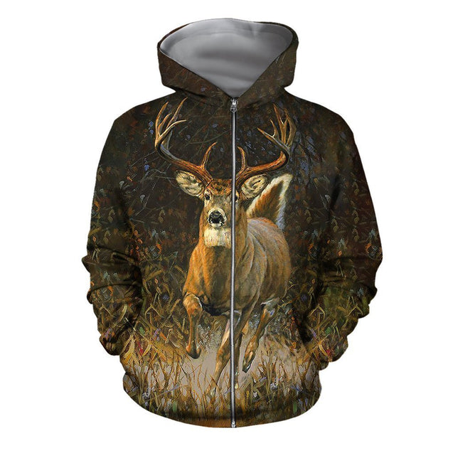 3D All Over Printed White-tailed deer Clothes-Apparel-HP Arts-ZIPPED HOODIE-S-Vibe Cosy™