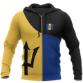 Barbados Flag Curve Concept Pullover Hoodie-Apparel-PL8386-Zipped Hoodie-S-Vibe Cosy™