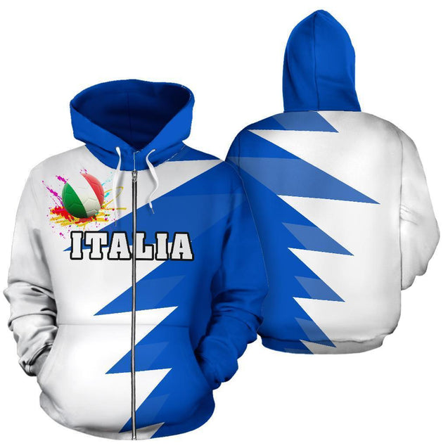 Italia Sport Flag Hoodie - Tooth Style-Apparel-PL8386-Zipped Hoodie-S-Vibe Cosy™