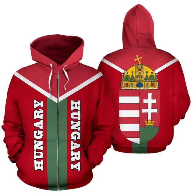 Hungary is My Homeland-Apparel-PL8386-Zipped Hoodie-S-Vibe Cosy™