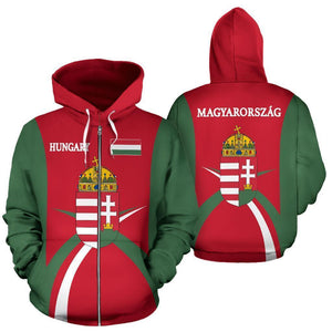 Hungary Hoodie Coat Of Arms - Sports Style-Apparel-PL8386-Zipped Hoodie-S-Vibe Cosy™