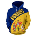Barbados Zip-Up Hoodie Wave Flag Color-Apparel-PL8386-Zipped Hoodie-S-Vibe Cosy™