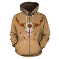 Native American Totem Bison Zip Hoodie PL133-Apparel-PL8386-Zipped Hoodie-S-Vibe Cosy™