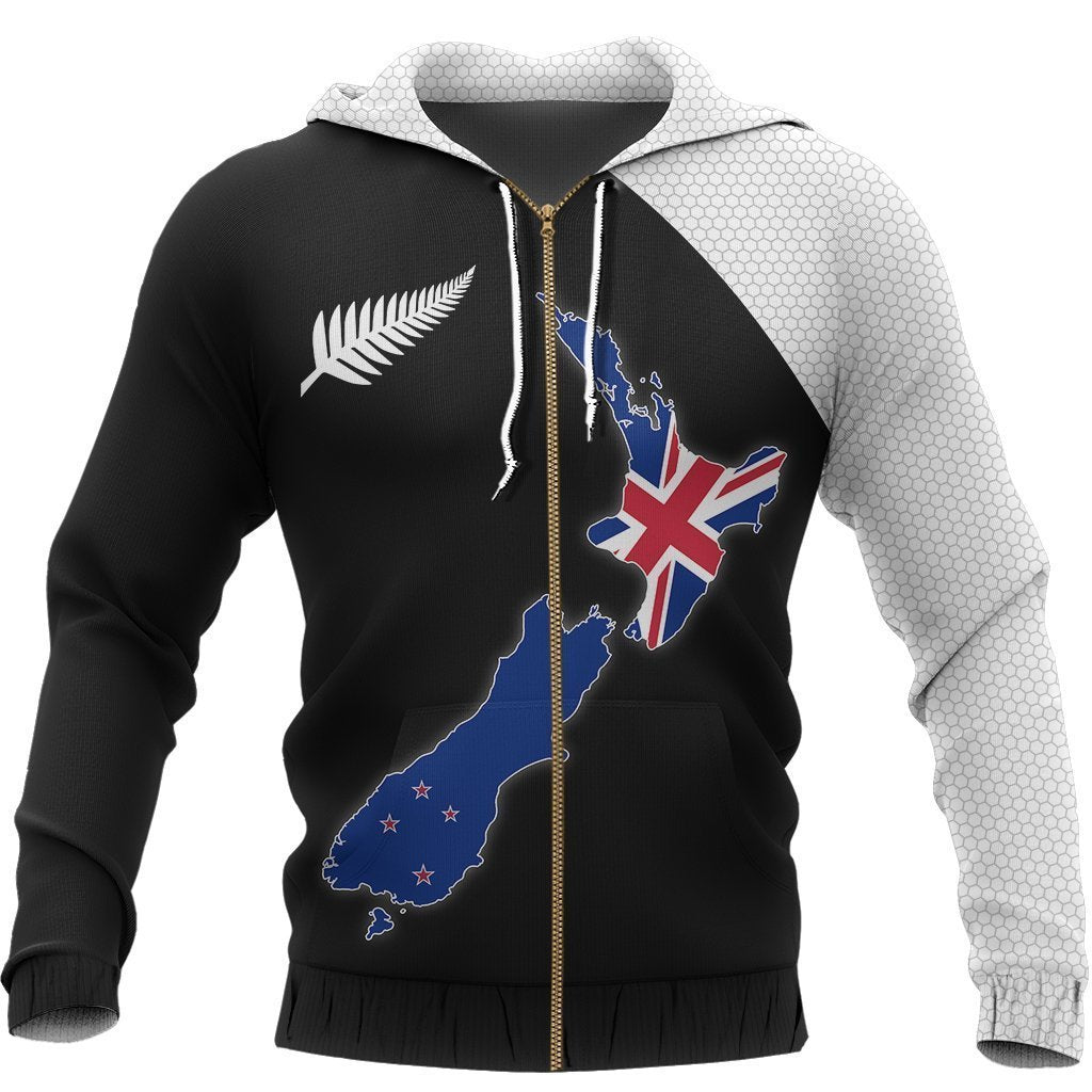 New Zealand Map Special Hoodie PL143-Apparel-PL8386-Zipped Hoodie-S-Vibe Cosy™