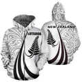 New Zealand Maori Silver Fern Hoodie Black PL144-Apparel-PL8386-Zipped Hoodie-S-Vibe Cosy™