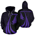 New Zealand Maori Silver Fern Zip-Up Hoodie Purple PL146-Apparel-PL8386-Zipped Hoodie-S-Vibe Cosy™