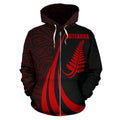 New Zealand Maori Silver Fern Hoodie Red PL149-Apparel-PL8386-Zipped Hoodie-S-Vibe Cosy™