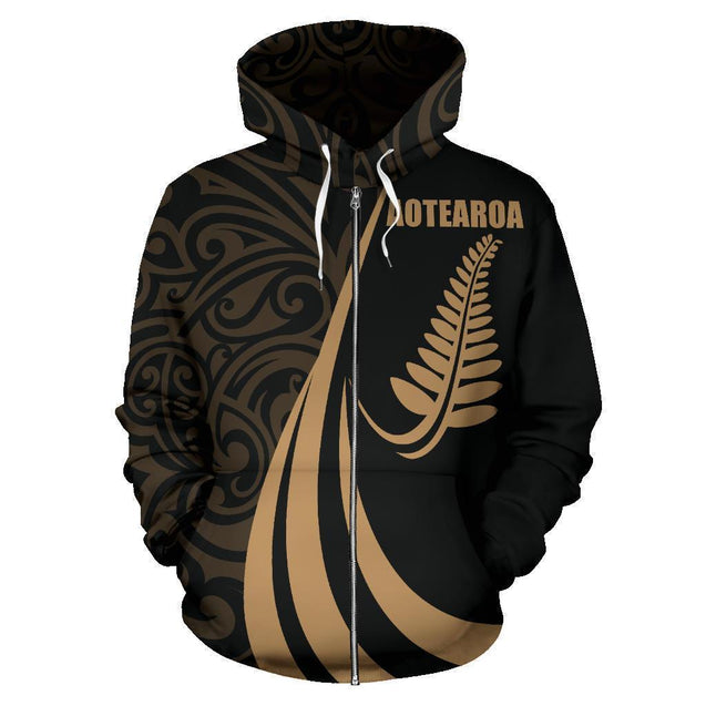 New Zealand Maori Silver Fern Hoodie PL150-Apparel-PL8386-Zipped Hoodie-S-Vibe Cosy™